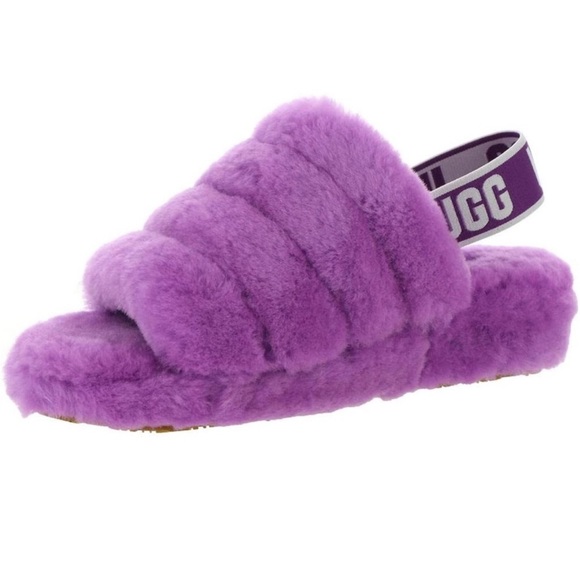 Ugg Fluff Yeah Slipper Slide Purple Sz 6 Like New - Picture 1 of 5